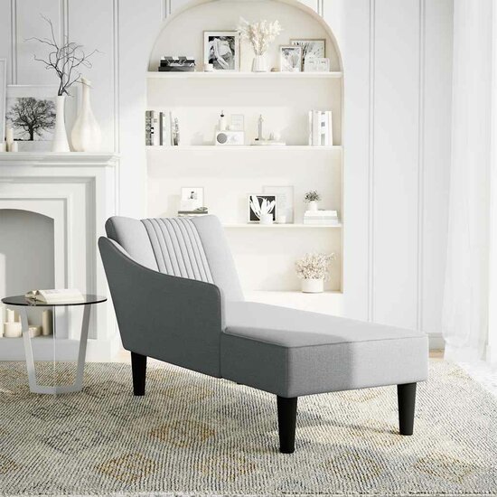 Chaise longue met rechterarmleuning stof lichtgrijs 2