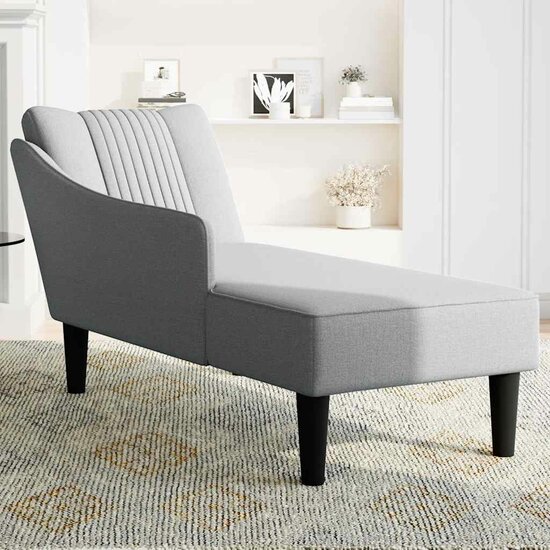 Chaise longue met rechterarmleuning stof lichtgrijs 3