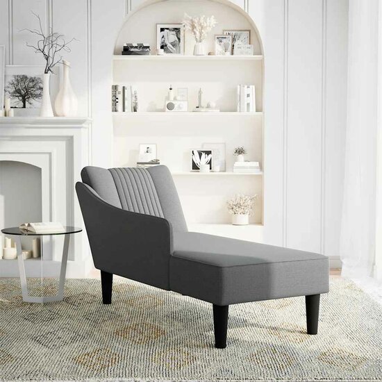 Chaise longue met rechterarmleuning stof donkergrijs 2