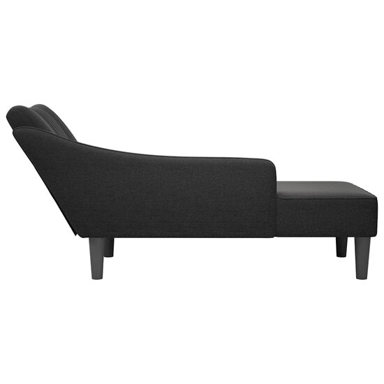 Chaise longue met rechterarmleuning stof zwart 5