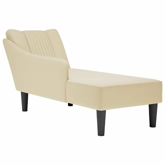 Chaise longue met rechterarmleuning stof cr&egrave;mekleurig 1