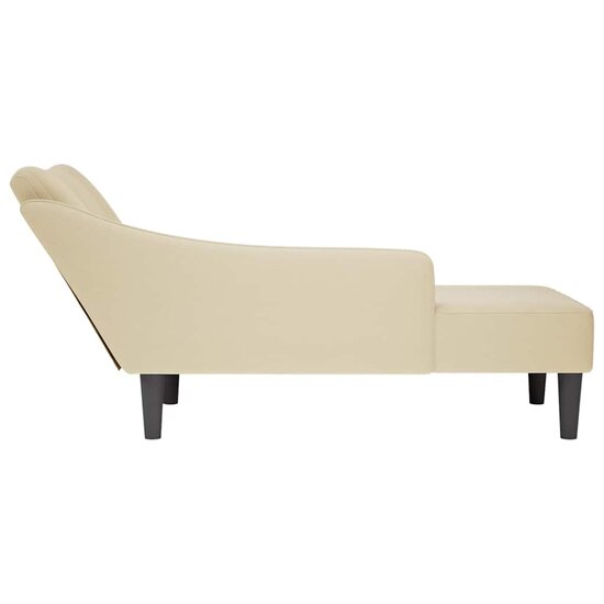 Chaise longue met rechterarmleuning stof cr&egrave;mekleurig 5