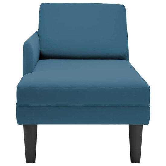 Chaise longue met kussen en rechterarmleuning fluweel blauw 4