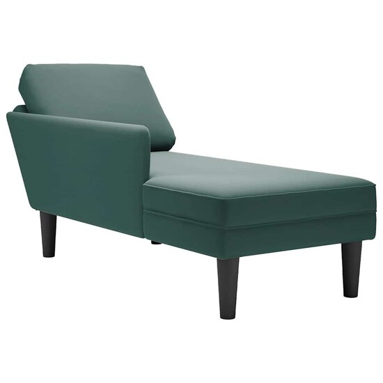 Chaise longue met kussen&amp;rechterarmleuning fluweel donkergroen 1