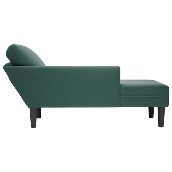 Chaise longue met kussen&amp;rechterarmleuning fluweel donkergroen 5