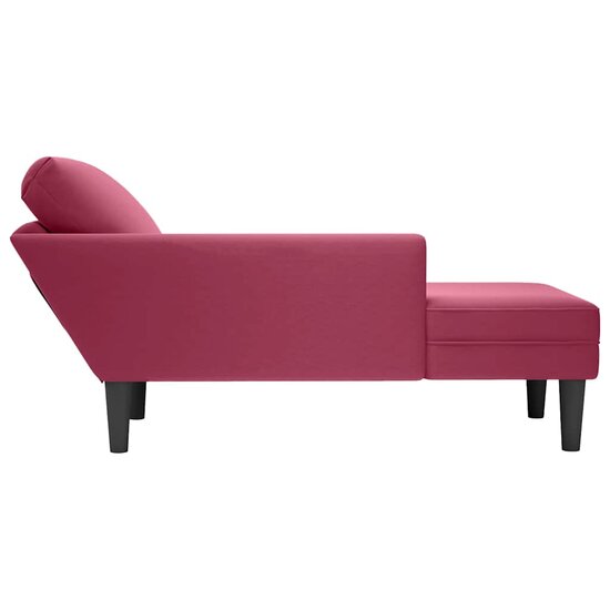 Chaise longue met kussen en rechterarmleuning fluweel wijnrood 5