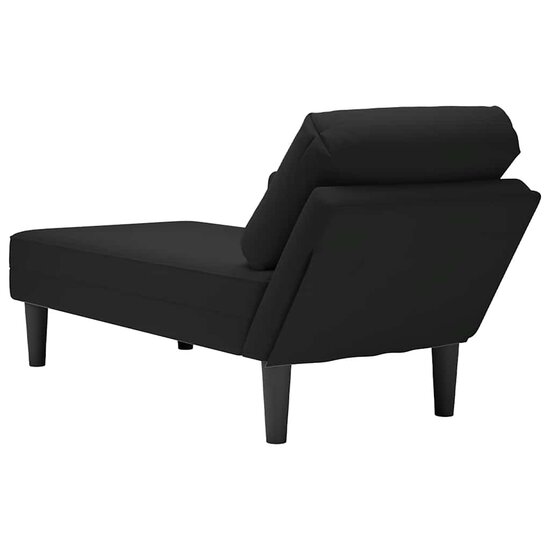 Chaise longue met kussen en rechterarmleuning fluweel zwart 6