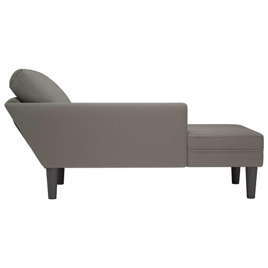 Chaise longue met kussen corduroy stof lichtgrijs 5