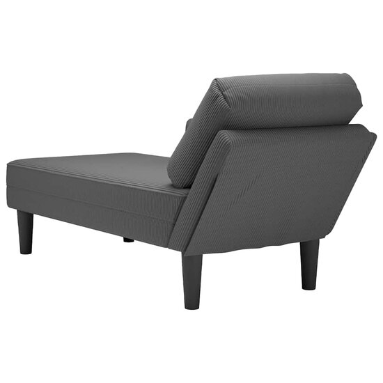 Chaise longue met kussen corduroy stof donkergrijs 6