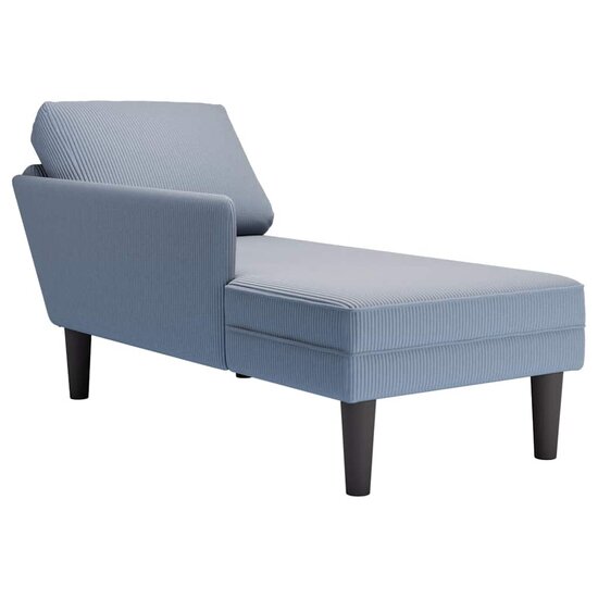 Chaise longue met kussen corduroy stof blauw 1