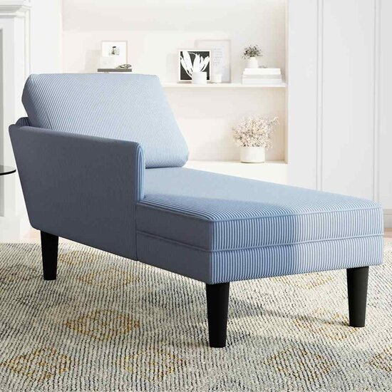 Chaise longue met kussen corduroy stof blauw 3