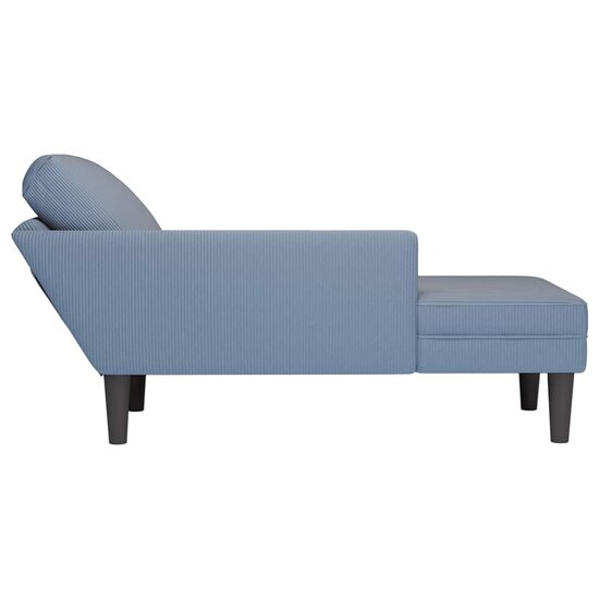 Chaise longue met kussen corduroy stof blauw 5