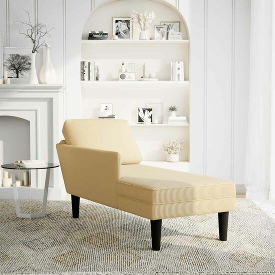 Chaise longue met kussen corduroy stof lichtgroen grijs 2