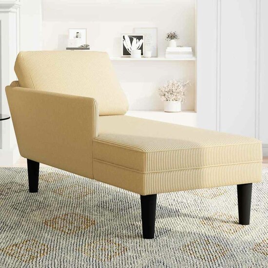 Chaise longue met kussen corduroy stof lichtgroen grijs 3