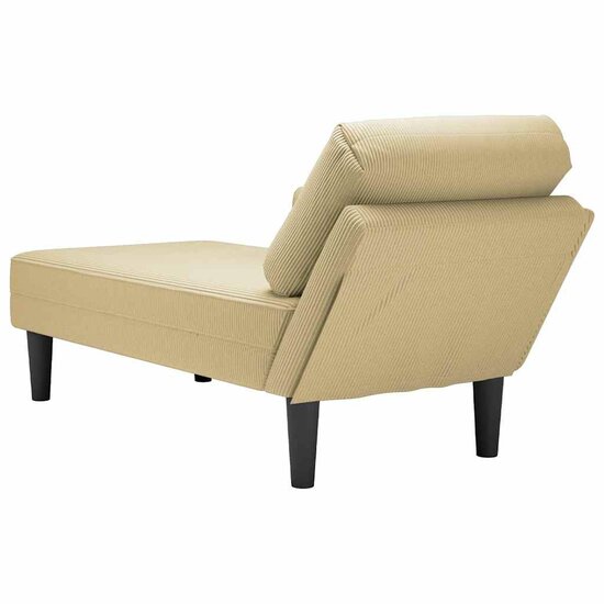 Chaise longue met kussen corduroy stof lichtgroen grijs 6