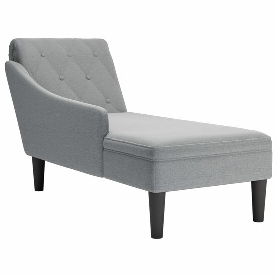 Chaise longue met kussen en rechterarmleuning stof lichtgrijs 1