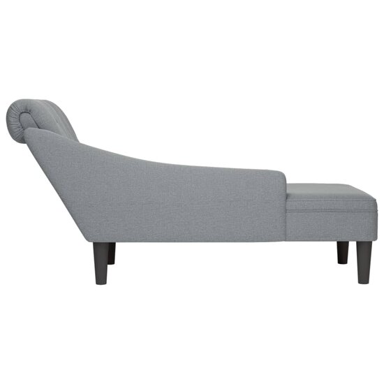 Chaise longue met kussen en rechterarmleuning stof lichtgrijs 5