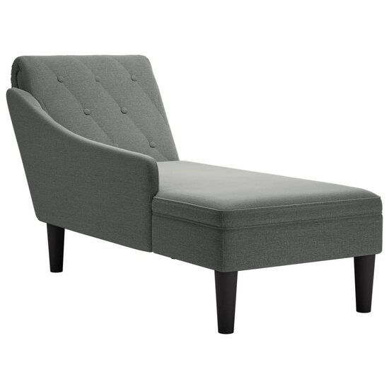 Chaise longue met kussen en rechterarmleuning stof donkergrijs 1