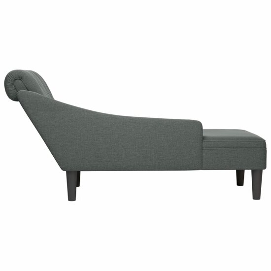 Chaise longue met kussen en rechterarmleuning stof donkergrijs 5