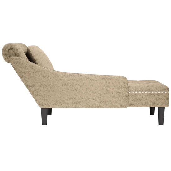 Chaise longue met kussen&amp;rechterarmleuning kunstleer lichtgrijs 5