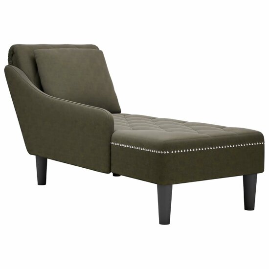 Chaise longue met kussen&amp;rechterarmleuning kunstleer legergroen 1