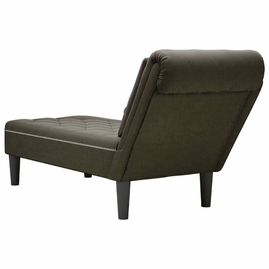 Chaise longue met kussen&amp;rechterarmleuning kunstleer legergroen 6