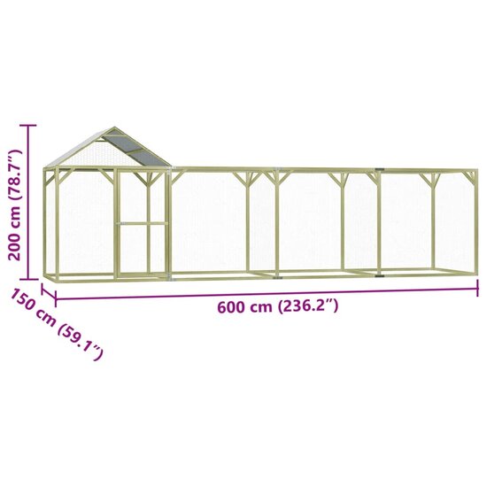 Kippenhok 6x1,5x2 m staal 7