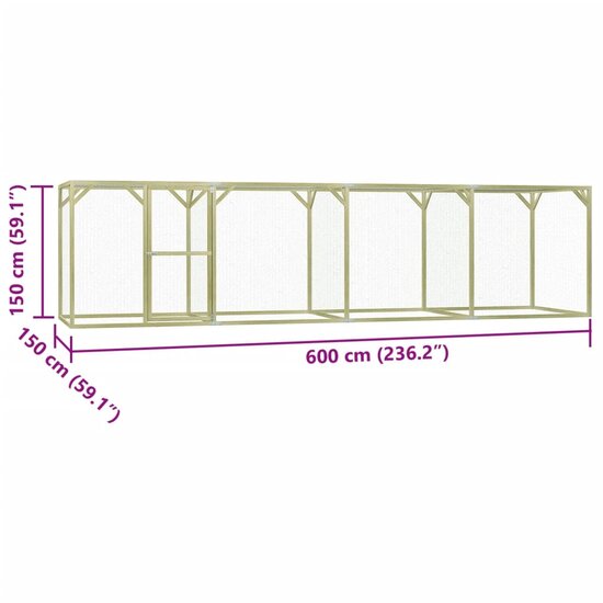 Kippenhok 6x1,5x1,5 m staal 6