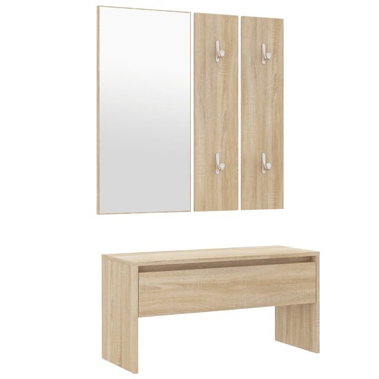 Garderobe set bewerkt hout sonoma eiken 2