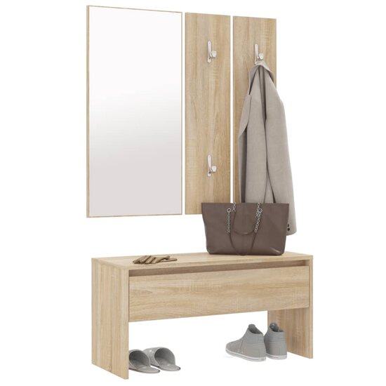 Garderobe set bewerkt hout sonoma eiken 4