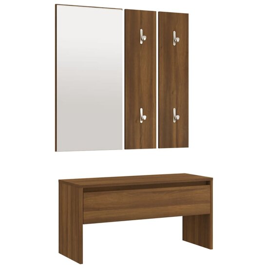 Garderobe set bewerkt hout bruin eikenkleur 2