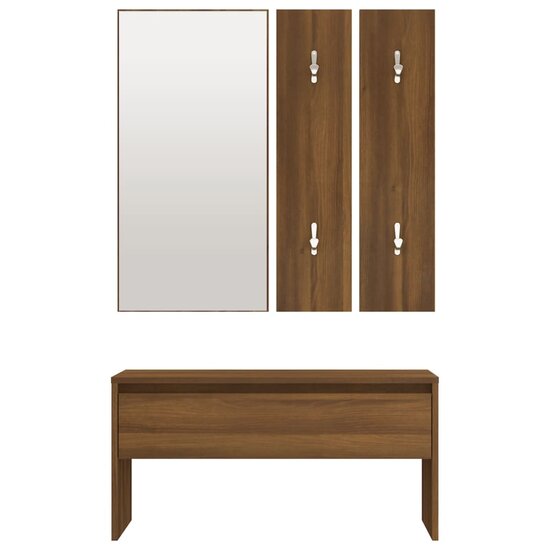 Garderobe set bewerkt hout bruin eikenkleur 5