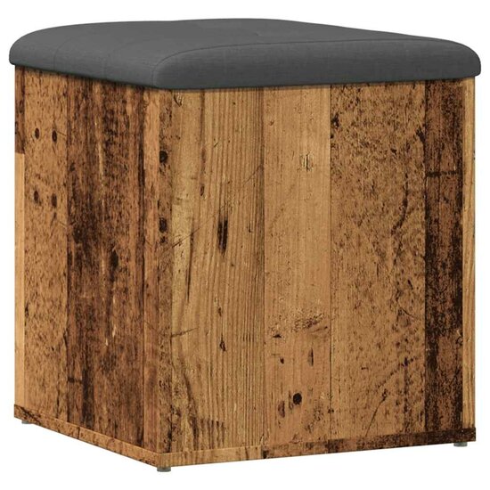 Opbergbank 42x42x45 cm bewerkt hout oud houtkleurig 2