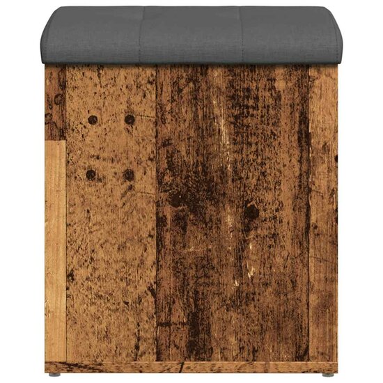 Opbergbank 42x42x45 cm bewerkt hout oud houtkleurig 4