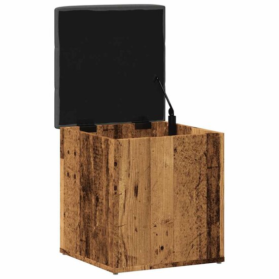 Opbergbank 42x42x45 cm bewerkt hout oud houtkleurig 6