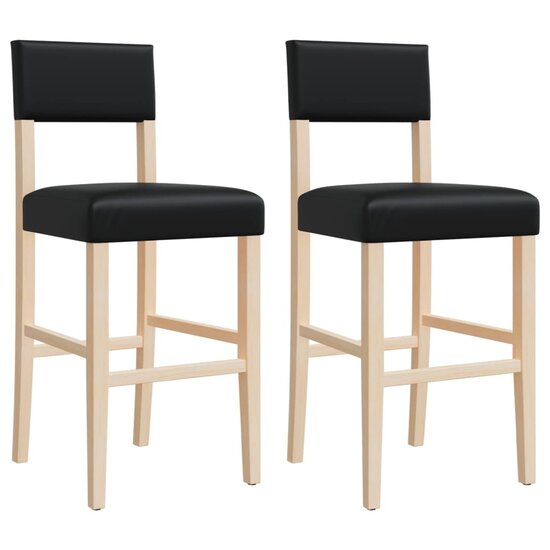 Barstoelen 2 st massief rubberhout en kunstleer 2