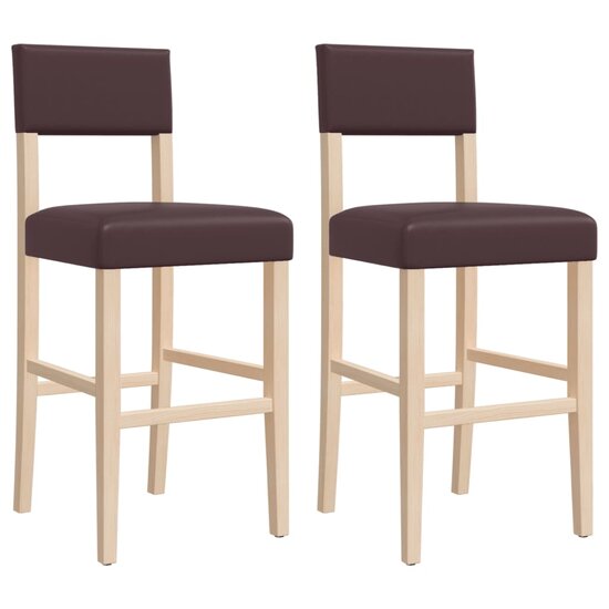 Barstoelen 2 st massief rubberhout en kunstleer 2