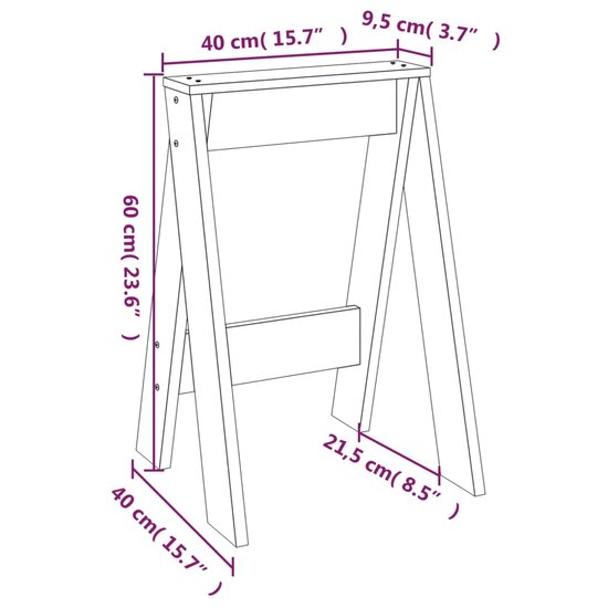 Krukken 2 st 40x40x60 cm massief grenenhout 9