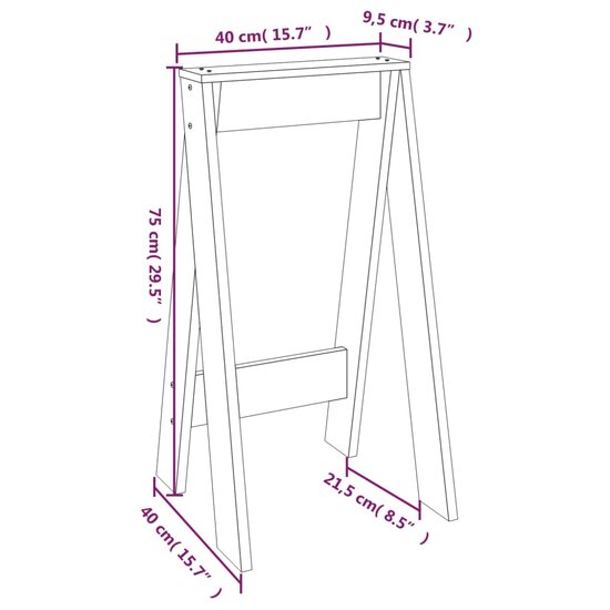 Krukken 2 st 40x40x75 cm massief grenenhout wit 8