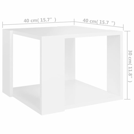 Salontafel 40x40x30 cm bewerkt hout wit 5