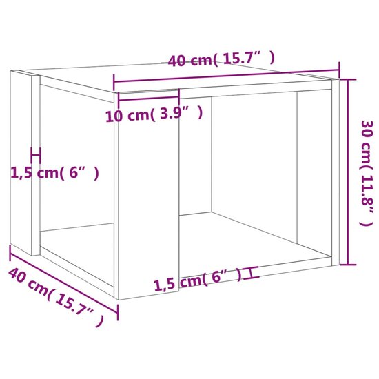 Salontafel 40x40x30 cm bewerkt hout sonoma eikenkleurig 7