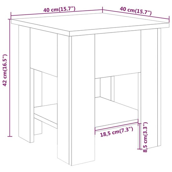 Salontafel 40x40x42 cm bewerkt hout wit 6