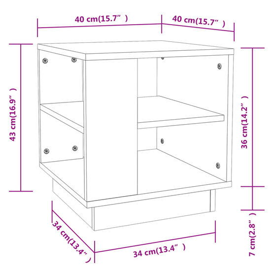 Salontafel 40x40x43 cm bewerkt hout betongrijs 7