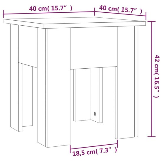 Salontafel 40x40x42 cm bewerkt hout gerookt eikenkleur 7