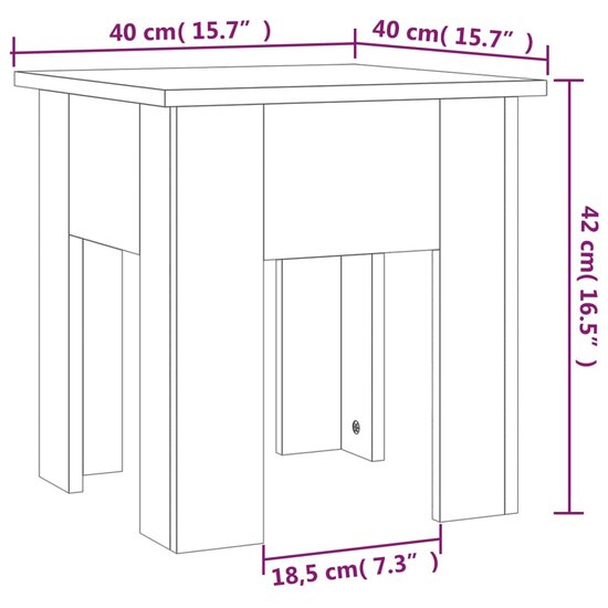 Salontafel 40x40x42 cm spaanplaat bruin eikenkleur 7