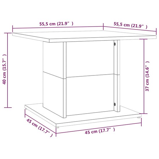 Salontafel 55,5x55,5x40 cm bewerkt hout gerookt eikenkleurig 7