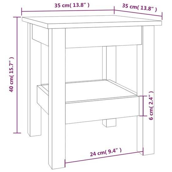 Salontafel 35x35x40 cm massief grenenhout honingbruin 7