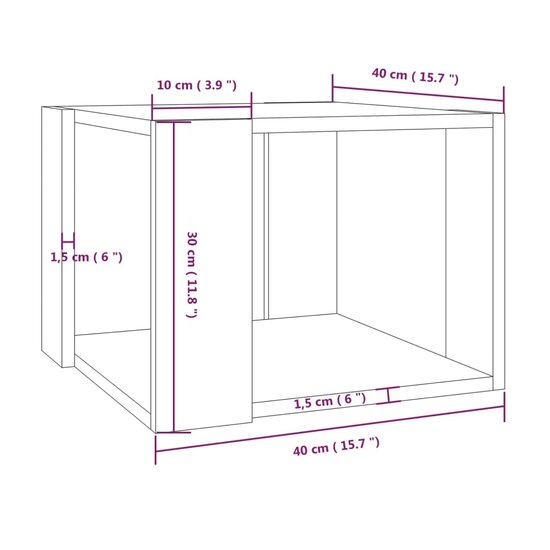 Salontafel 40x40x30 cm bewerkt hout gerookt eikenkleurig 7