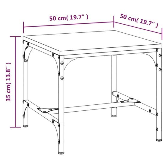 Salontafel 50x50x35 cm bewerkt hout bruin eikenkleur 8