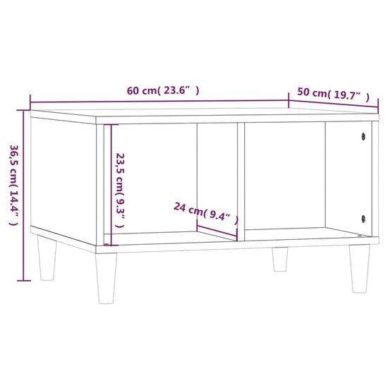 Salontafel 60x50x36,5 cm bewerkt hout zwart 8